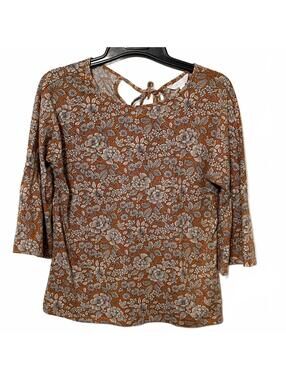 Lauren Conrad Women's Boho Chic Floral Print 3/4 Sleeved Top Size Medium